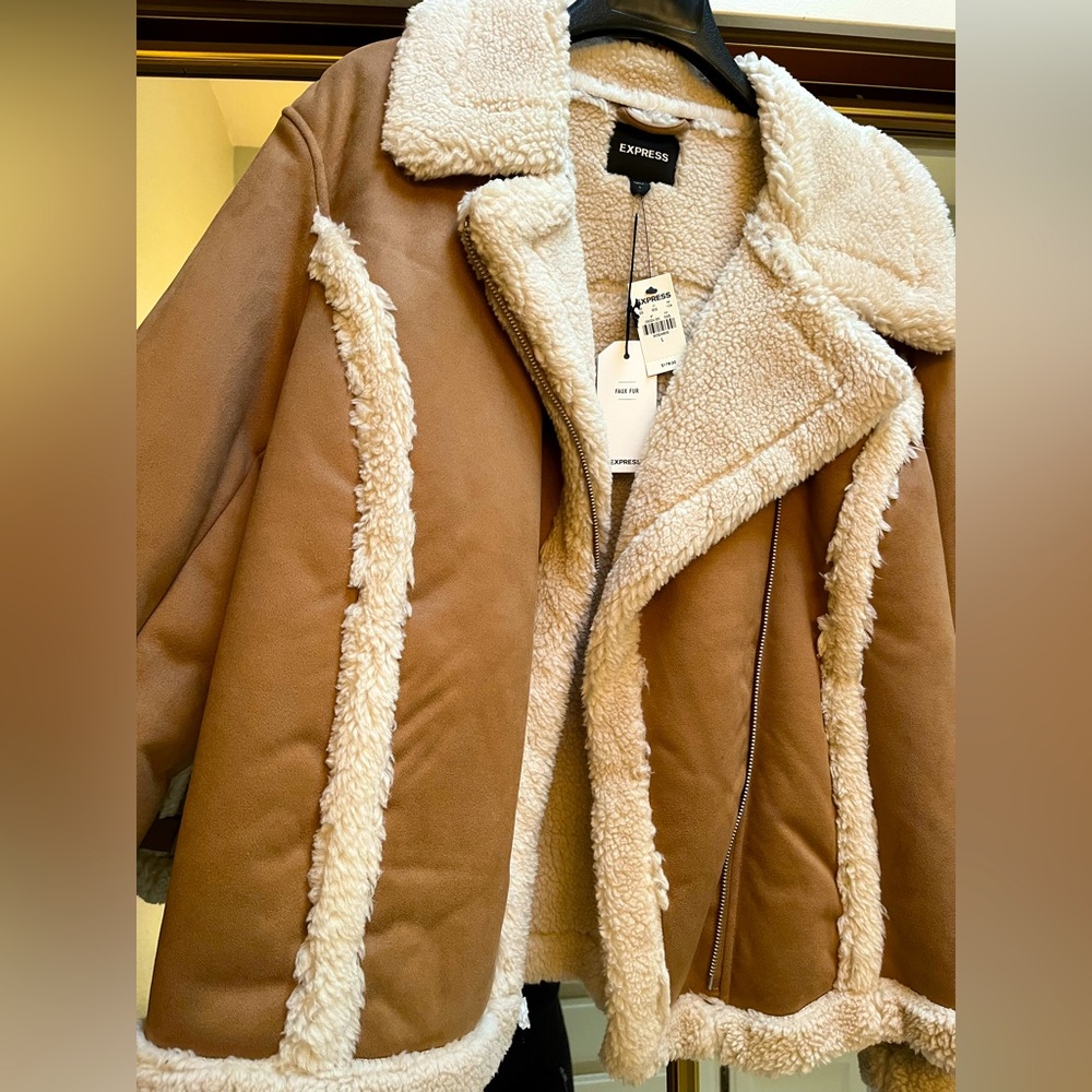 NEW Express Faux Fur Lined Coat, New with tags, never worn.